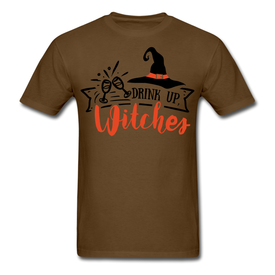 Drink up witches shirt Funny Halloween Witch T-Shirt - brown