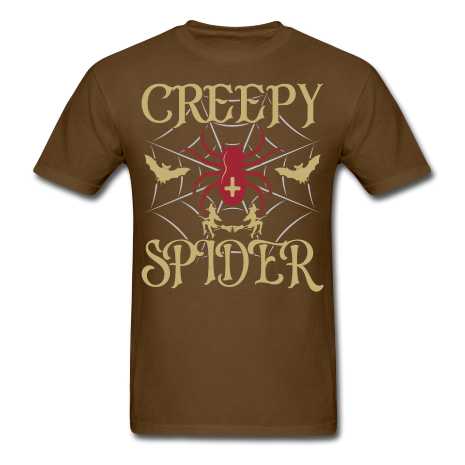Creepy Spider shirt Funny Halloween Witch Bat T-Shirt - brown