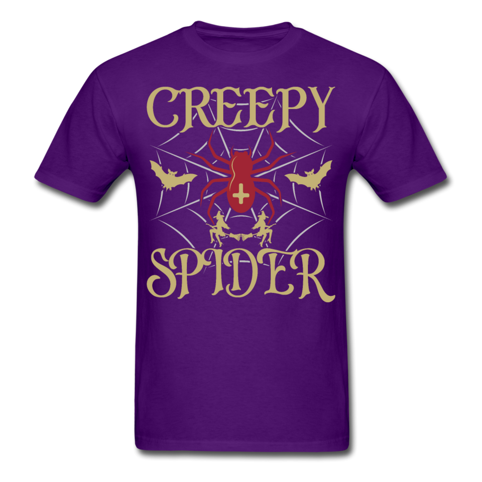 Creepy Spider shirt Funny Halloween Witch Bat T-Shirt - purple