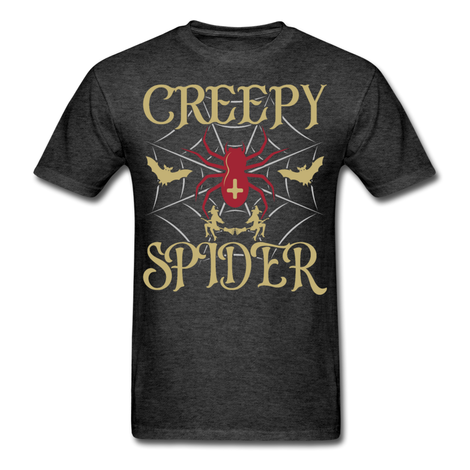 Creepy Spider shirt Funny Halloween Witch Bat T-Shirt - heather black