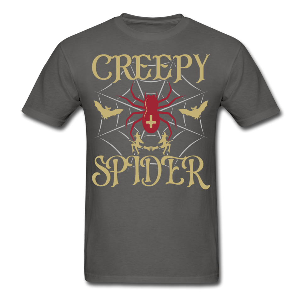 Creepy Spider shirt Funny Halloween Witch Bat T-Shirt - charcoal