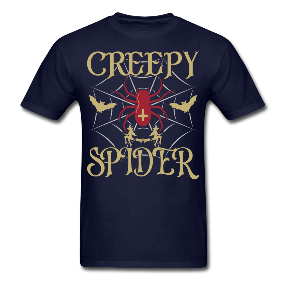 Creepy Spider shirt Funny Halloween Witch Bat T-Shirt - navy