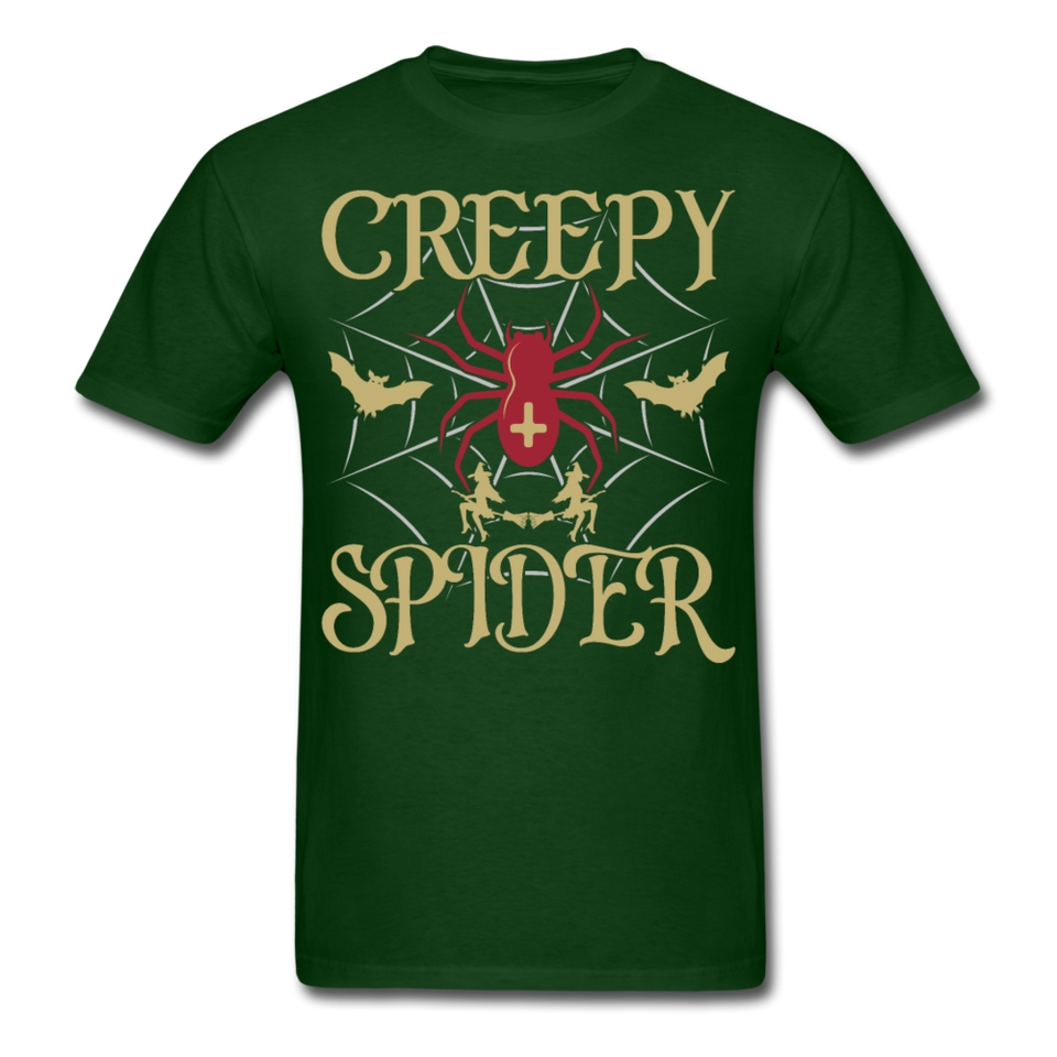 Creepy Spider shirt Funny Halloween Witch Bat T-Shirt - forest green