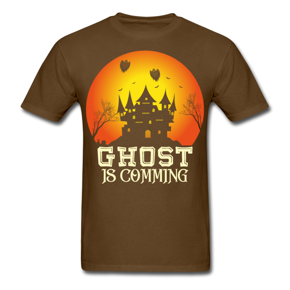 Ghost is Comming Halloween shirt Halloween Haunted House T-Shirt - brown