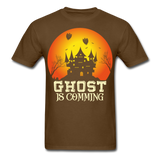 Ghost is Comming Halloween shirt Halloween Haunted House T-Shirt - brown
