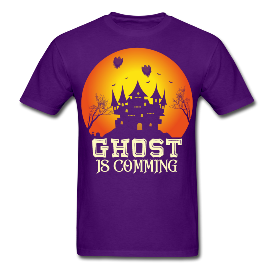 Ghost is Comming Halloween shirt Halloween Haunted House T-Shirt - purple