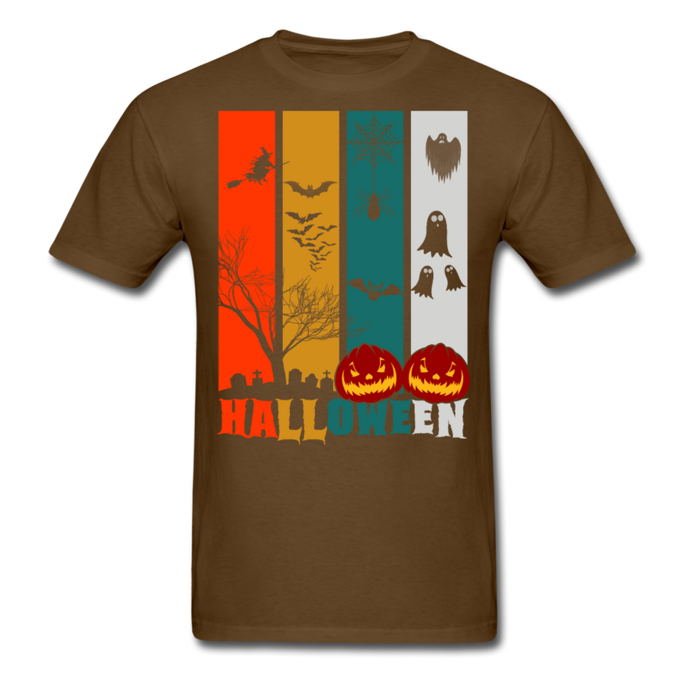 Halloween shirt Creepy Graveyard Ghost Wolf Bat Witch Halloween Pumpkin T-Shirt - brown