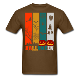 Halloween shirt Creepy Graveyard Ghost Wolf Bat Witch Halloween Pumpkin T-Shirt - brown