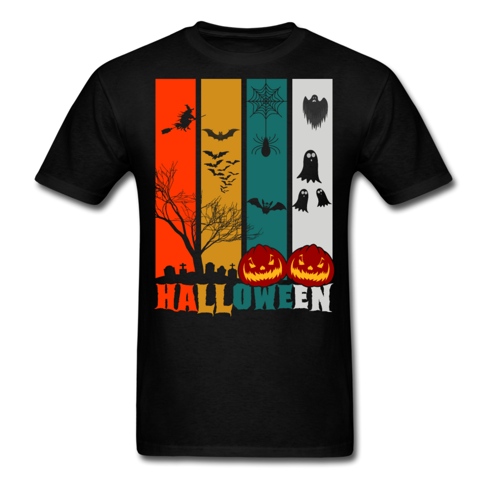 Halloween shirt Creepy Graveyard Ghost Wolf Bat Witch Halloween Pumpkin T-Shirt - black