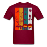 Halloween shirt Creepy Graveyard Ghost Wolf Bat Witch Halloween Pumpkin T-Shirt - burgundy