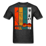 Halloween shirt Creepy Graveyard Ghost Wolf Bat Witch Halloween Pumpkin T-Shirt - heather black