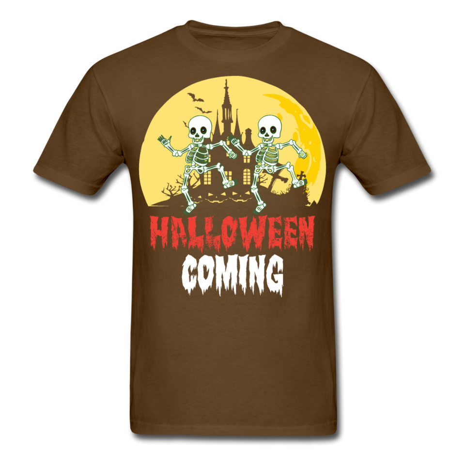 Halloween Comming Skeleton shirt Halloween Haunted House T-Shirt - brown