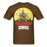 Halloween Comming Skeleton shirt Halloween Haunted House T-Shirt - brown