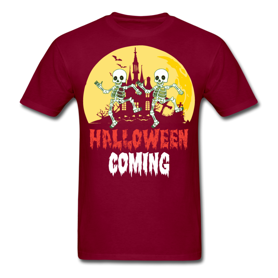Halloween Comming Skeleton shirt Halloween Haunted House T-Shirt - burgundy