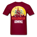 Halloween Comming Skeleton shirt Halloween Haunted House T-Shirt - burgundy