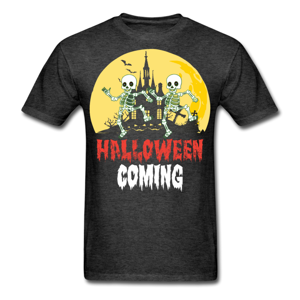 Halloween Comming Skeleton shirt Halloween Haunted House T-Shirt - heather black