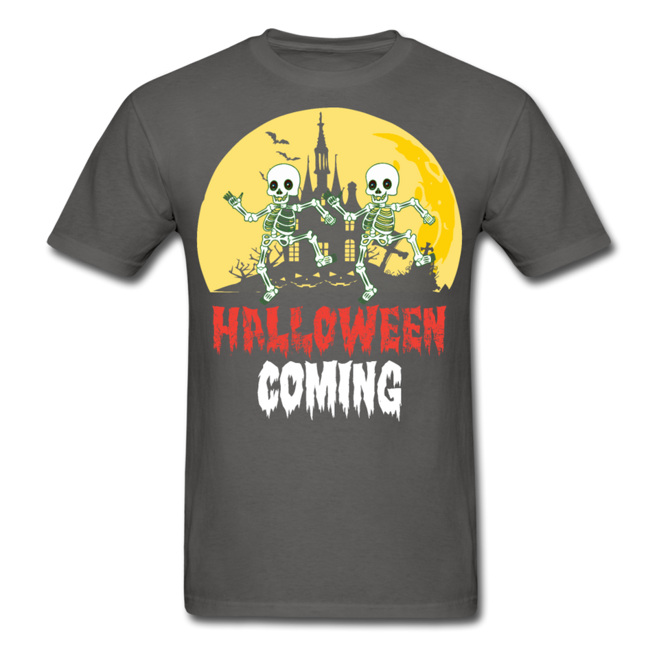 Halloween Comming Skeleton shirt Halloween Haunted House T-Shirt - charcoal
