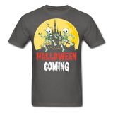 Halloween Comming Skeleton shirt Halloween Haunted House T-Shirt - charcoal