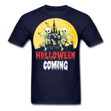 Halloween Comming Skeleton shirt Halloween Haunted House T-Shirt - navy