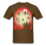Halloween 2021 shirt Graveyard Ghost Bat Witch Halloween Haunted House T-Shirt - brown
