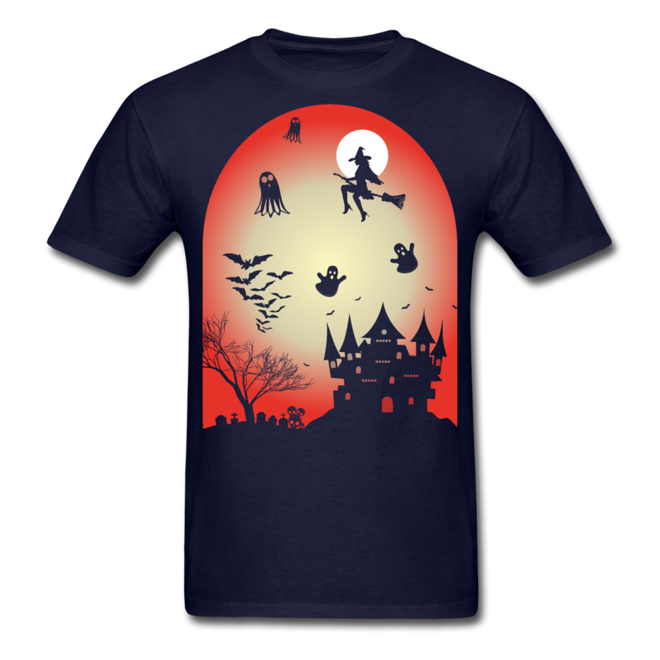 Halloween 2021 shirt Graveyard Ghost Bat Witch Halloween Haunted House T-Shirt - navy