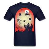 Halloween 2021 shirt Graveyard Ghost Bat Witch Halloween Haunted House T-Shirt - navy