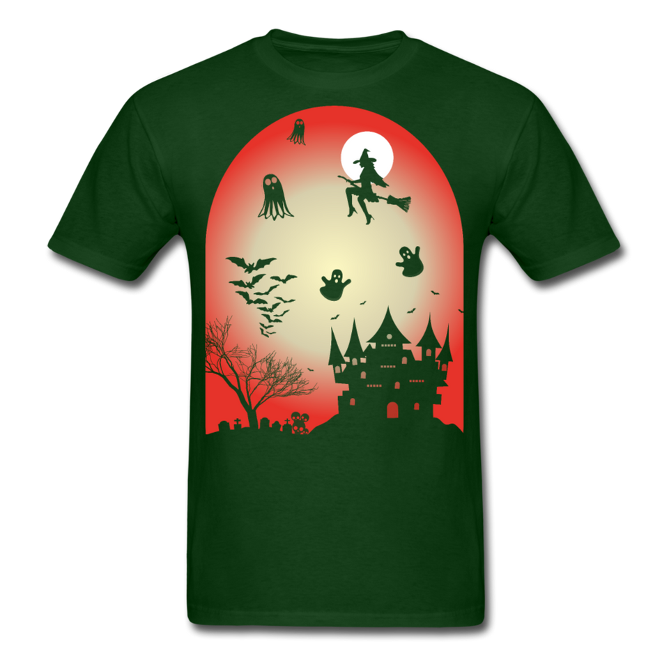 Halloween 2021 shirt Graveyard Ghost Bat Witch Halloween Haunted House T-Shirt - forest green