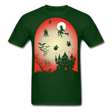 Halloween 2021 shirt Graveyard Ghost Bat Witch Halloween Haunted House T-Shirt - forest green