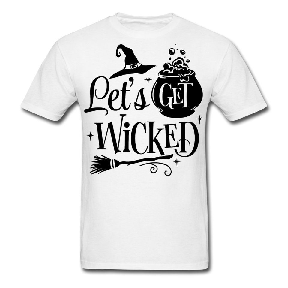 Lets Get Wicked shirt Halloween Witch T-Shirt Size S-6XL - white