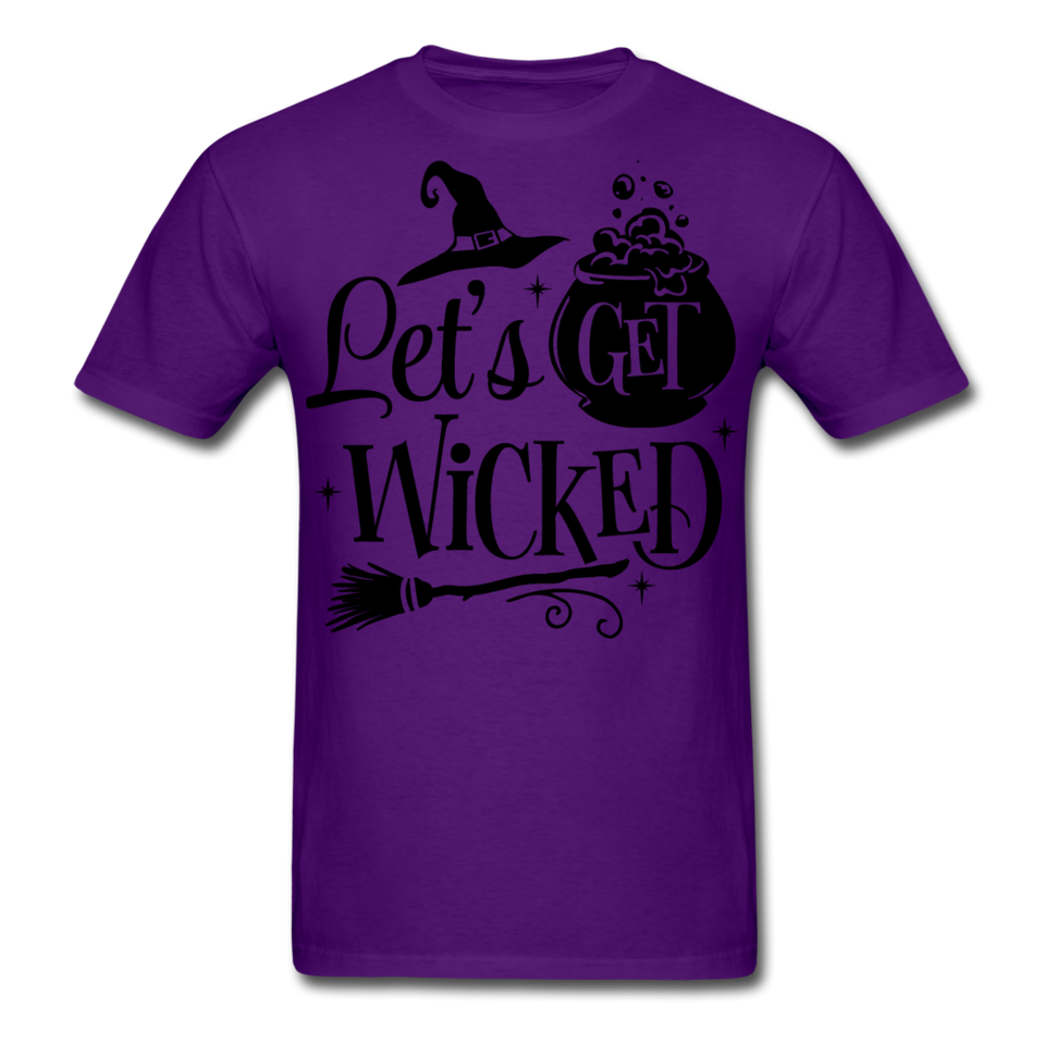 Lets Get Wicked shirt Halloween Witch T-Shirt Size S-6XL - purple