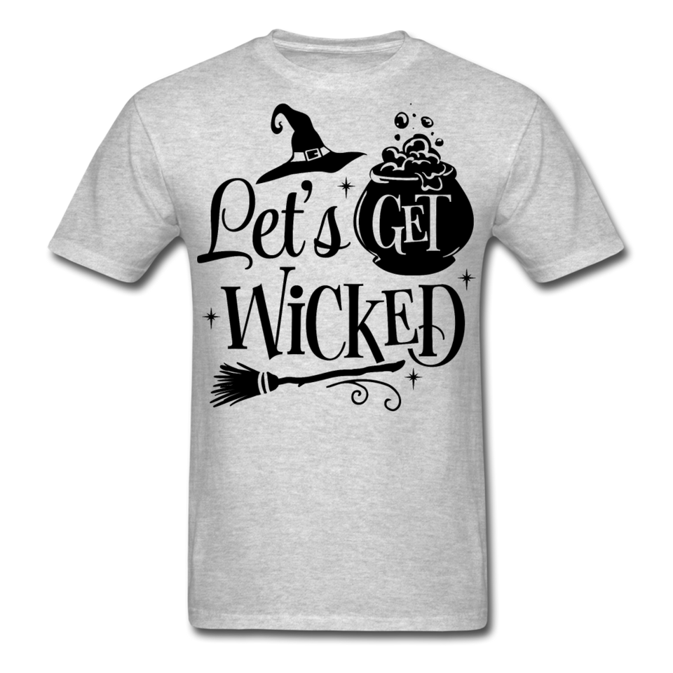 Lets Get Wicked shirt Halloween Witch T-Shirt Size S-6XL - heather gray