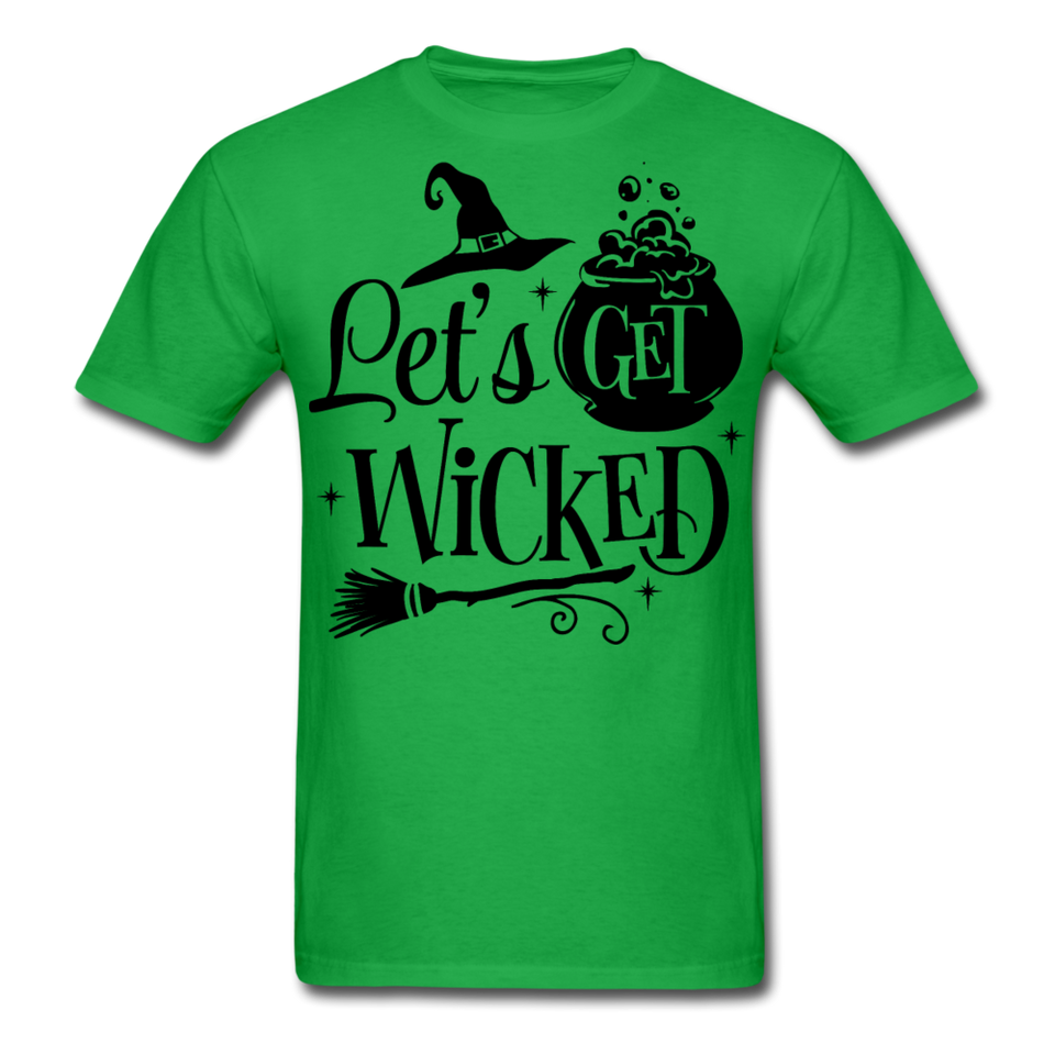 Lets Get Wicked shirt Halloween Witch T-Shirt Size S-6XL - bright green