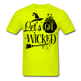 Lets Get Wicked shirt Halloween Witch T-Shirt Size S-6XL - safety green