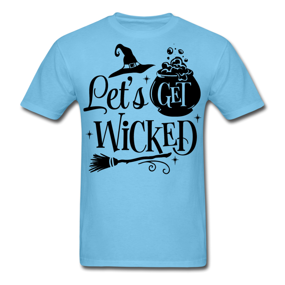 Lets Get Wicked shirt Halloween Witch T-Shirt Size S-6XL - aquatic blue