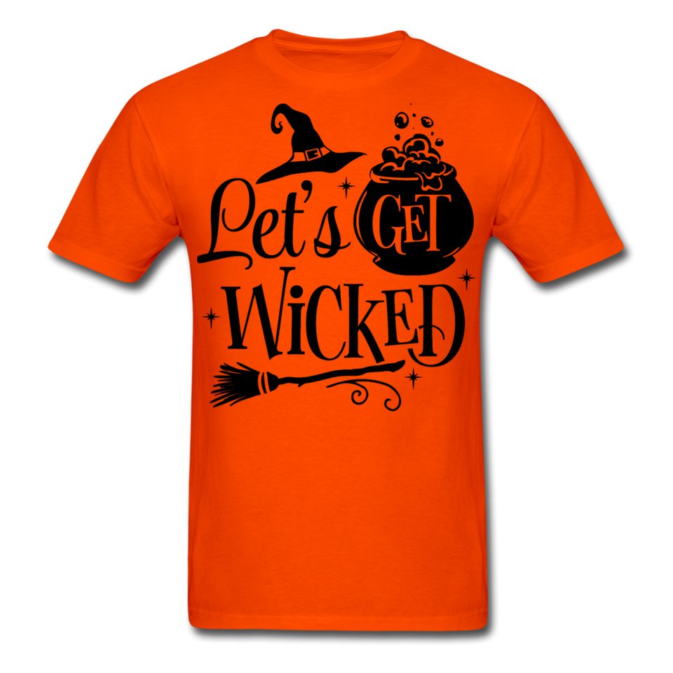 Lets Get Wicked shirt Halloween Witch T-Shirt Size S-6XL - orange