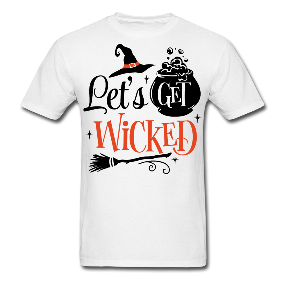 Lets Get Wicked shirt Halloween Witch T-Shirt Size S-6XL - white