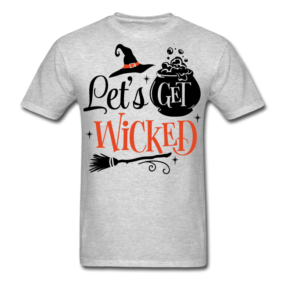 Lets Get Wicked shirt Halloween Witch T-Shirt Size S-6XL - heather gray