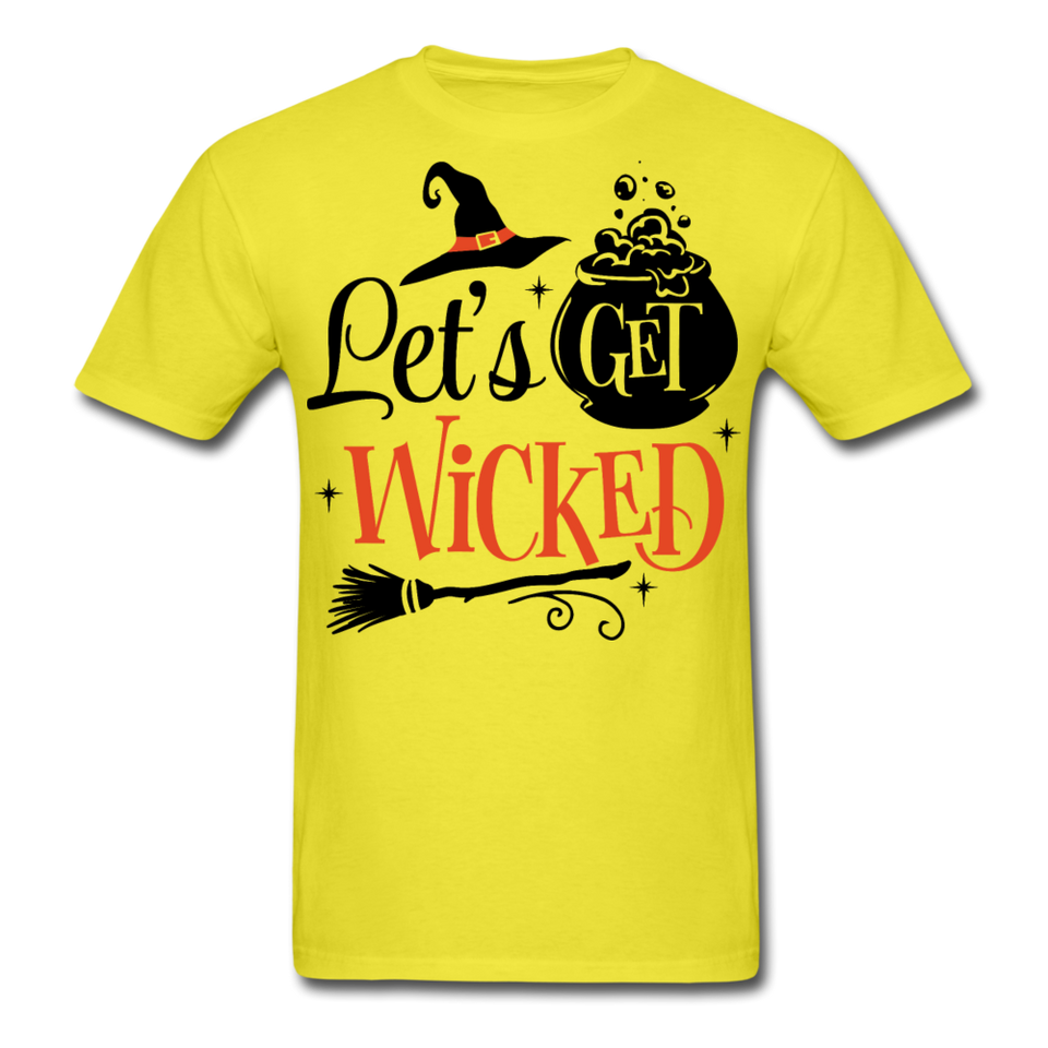 Lets Get Wicked shirt Halloween Witch T-Shirt Size S-6XL - yellow