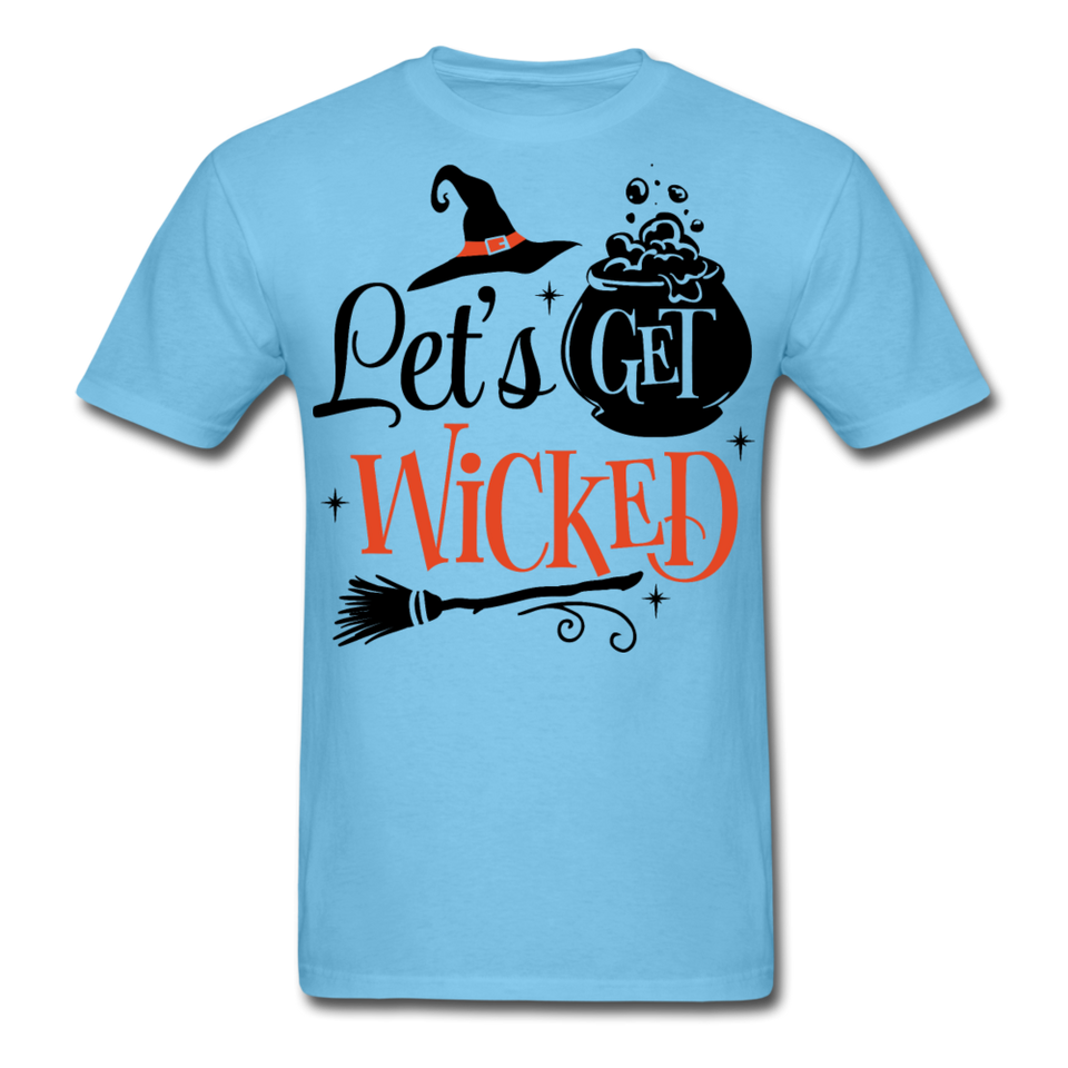 Lets Get Wicked shirt Halloween Witch T-Shirt Size S-6XL - aquatic blue