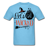 Lets Get Wicked shirt Halloween Witch T-Shirt Size S-6XL - aquatic blue