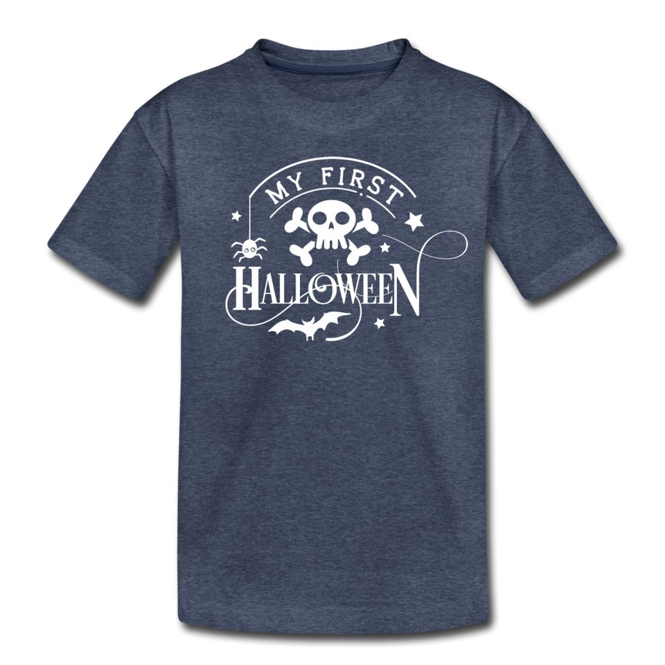 My First Boo Happy Halloween shirt Baby Toddler Halloween newborn T-Shirt - heather blue