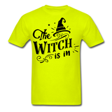 The witch is in shirt Funny Halloween T-Shirt - safety green