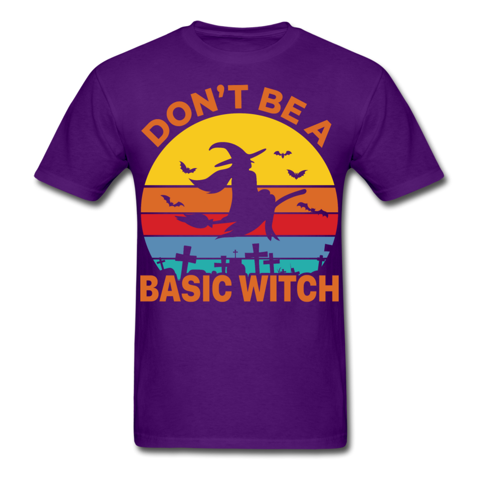 Dont be a basic witch shirt Funny Halloween T-Shirt - purple