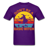 Dont be a basic witch shirt Funny Halloween T-Shirt - purple