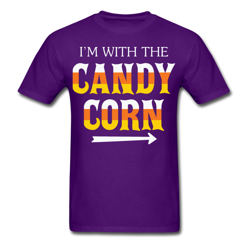 Im with the candy corn shirt Funny Halloween T-Shirt - purple