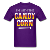 Im with the candy corn shirt Funny Halloween T-Shirt - purple