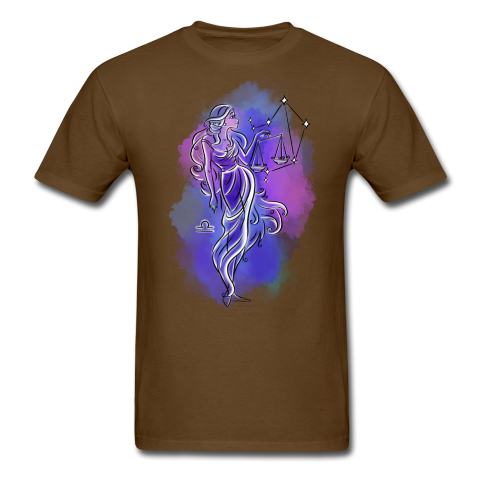 Libra Shirt September October Zodiac Sign Birthday Gift Astrology T-Shirt - brown