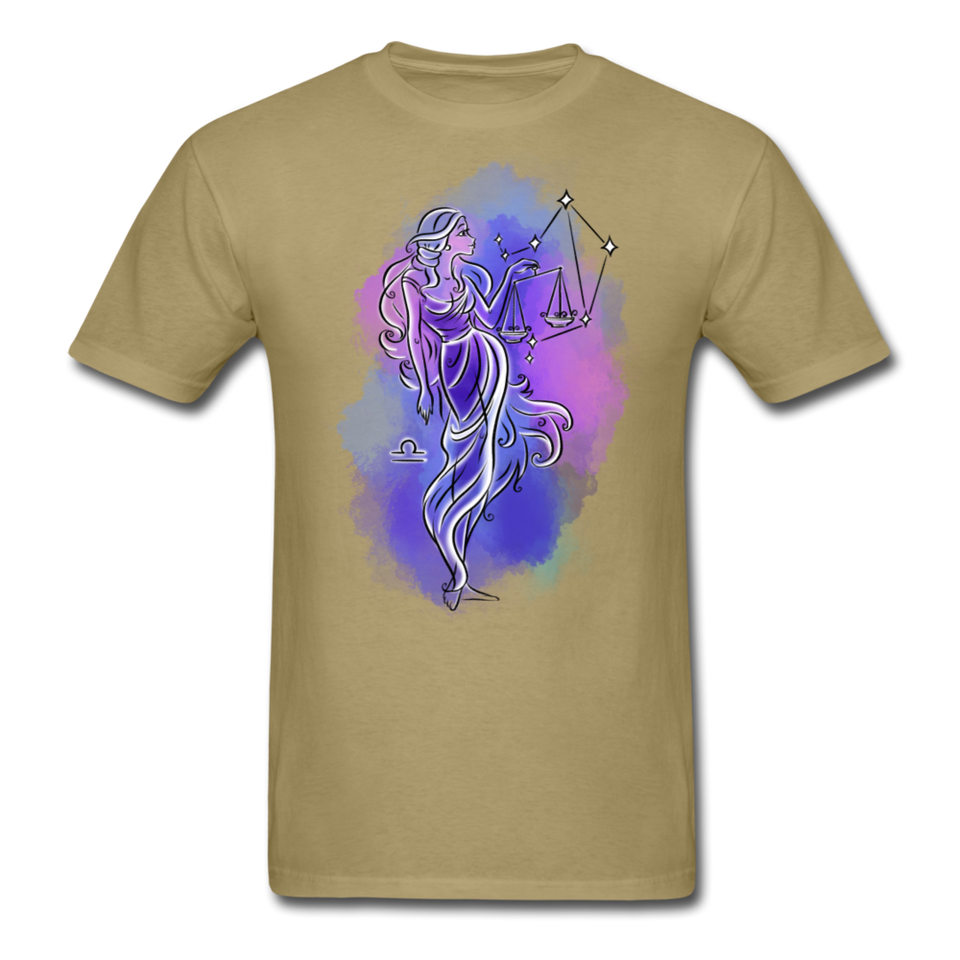 Libra Shirt September October Zodiac Sign Birthday Gift Astrology T-Shirt - khaki