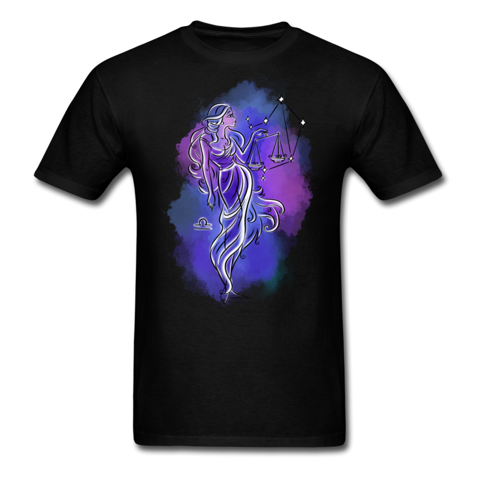 Libra Shirt September October Zodiac Sign Birthday Gift Astrology T-Shirt - black