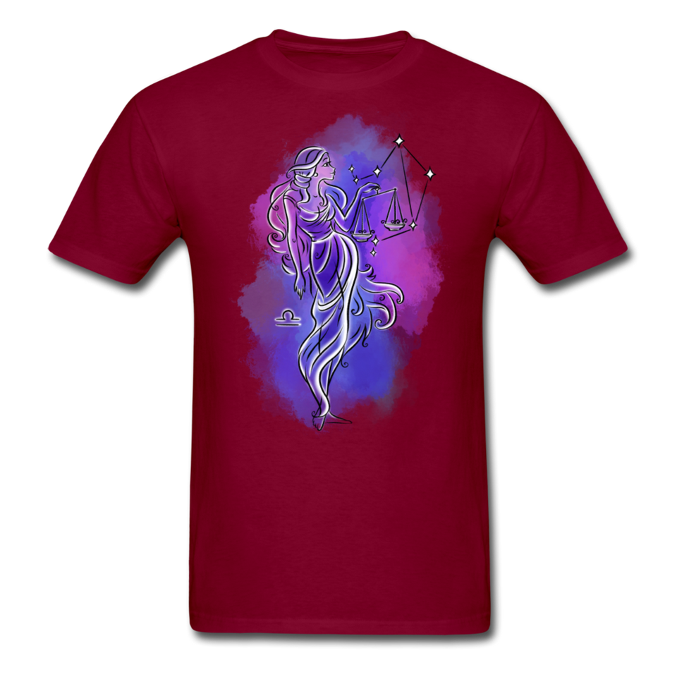Libra Shirt September October Zodiac Sign Birthday Gift Astrology T-Shirt - burgundy